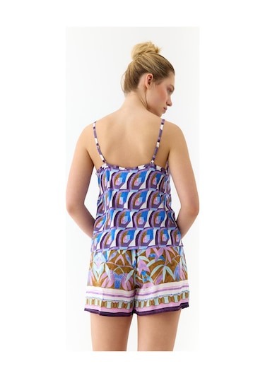 Amarelle Liberty Mor Desenli İnce Askılı, Şortlu Pijama Takımı