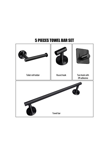 Parça Banyo Donanım Aks. Seti Havlu Çubuğu Bornoz Kancaları Tuvalet Kağıdı Tut Paslanmaz Çelik Duvara Banyo-bornoz Askısı 58688256 Siyah Parça Banyo Donanım Aks. Seti Havlu Çubuğu Bornoz Kancaları Tuvalet Kağıdı Tut Paslanmaz Çelik Duvara Banyo-bornoz Askısı 58688256 Siyah