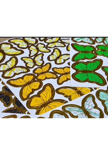 Sticker Plastik Kelebek 21li Tek Mavi-beyaz Mavi-beyaz