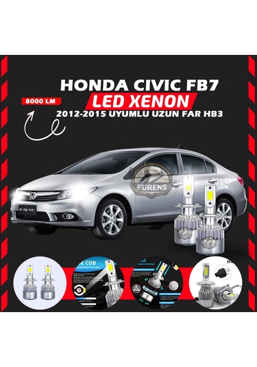 Honda Civic Fb7 2012-2015 Uzun Far Uyumlu Şimşek Etkilii Led Xenon Performance Series Hb3