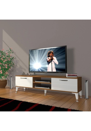 Decoraktiv Eko 140 Mdf Dvd Silver Tv Ünitesi Tv Sehpası - Ceviz - Beyaz Ceviz - Beyaz