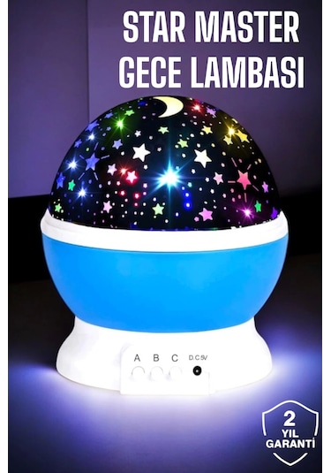 Yıldızlı Gökyüzü Projeksiyon Gece Lambası Hareketli Işık Şovu Çok Renkli