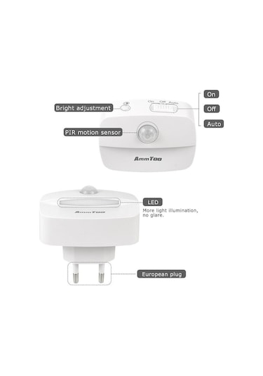 Sıcak Beyaz Hareket Dedektörü Gece  Fiş Hareket Sensörlü Işık 220 V Soket Lamba Akülü Başucu Koridor Çok Renkli