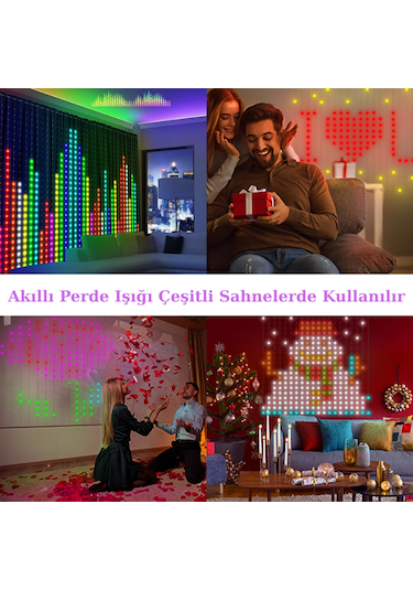 Rgb Akıllı Perde Işıkları 400 Led Işıklı Uzaktan Kumanda Hediye