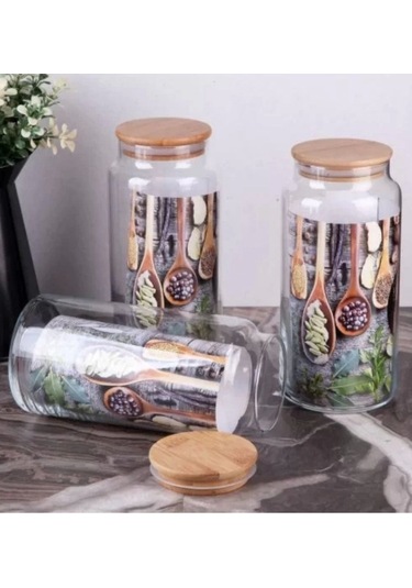Gönül Gnl2737 Bambu Kapaklı Cam Kavanoz 1100 Cc 1 Adet Şeffaf