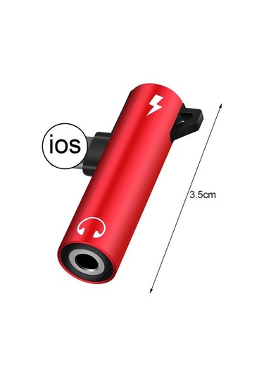 Kırmızı 2 İn 1 Metal Alaşım 3.5mm Jack Kulaklık Şarj Kablosu Konektörü İphone 12 Mini 11 Pro Max X Xr Xs Max 8 Uyumlu