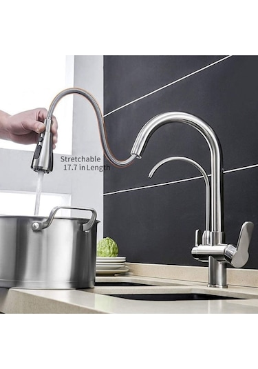 Fleko Arıtmalı Spiralli Pull-out Mutfak Bataryası Krom