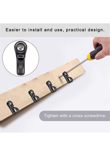 40'lı Paket Q Askılar, Garaj Dış Mekan Gevşek Tel Peri Led Işıkları İçin Vidalı Noel Işık Askıları, Siyah