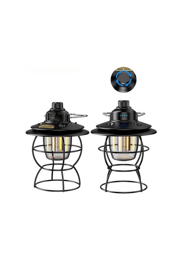 Suntek Led Kamp Feneri Piknik Acil Veranda Için Asılı Aydınlatma Siyah