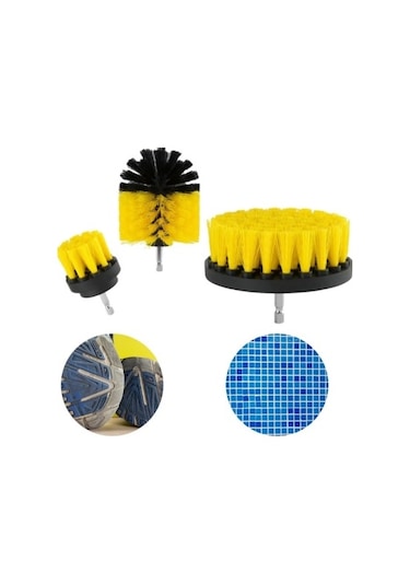 Batcell Fırça Banyo Araba Duşakabin Koltuk Yıkama Matkap Ucu 3'lü Set