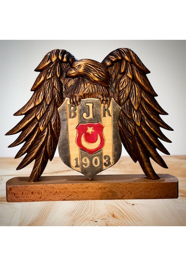 Ahşap Masa Üstü Beşiktaş Kartal Obje. 26x23