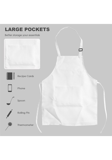 Ulzyvf Yaş Ve Seti Şef Şapkası Parça Önlük İçin Çocuklar Cepli Beyaz Beyaz Arası 2-6 12 Tw Beyaz