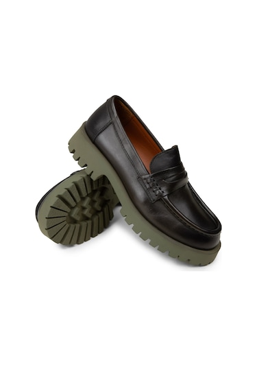 Deery Kadın Yeşil Hakiki Deri Loafer Ayakkabı - 02034zyslc01