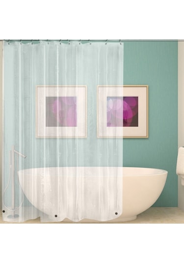 180cmx180cm Plastik Peva Su Geçirmez Duş Perdesi Şeffaf Beyaz Şeffaf Banyo Perdesi Lüks Banyo Perdesi Kancalı Şeffaf