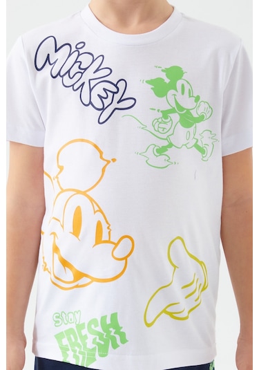 Mıckey Mouse Erkek Çocuk Bermuda Takım Beyaz