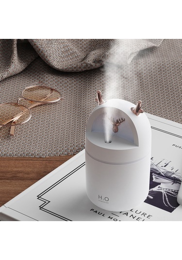 Konesam Beyaz Antler Şekilli Nemlendirici, 280ml, 2 W, Usb Besleme, Otomatik Kapatma, İki Sprey Modu