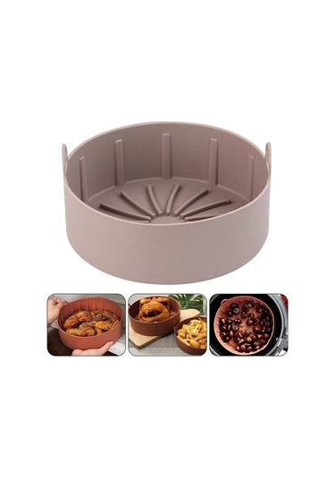 Suntek Magideal Yuvarlak Hava Fritöz Silikon Pot Gıda Kahve-16cm
