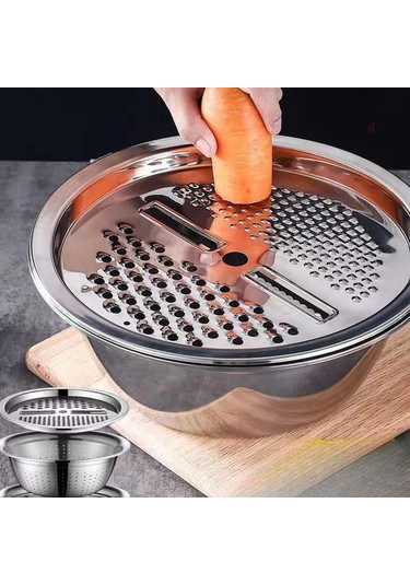 Suntek Sebze Dilimleyici Pirinç Yıkama Süzgeci Ve Süzme 28cm Gümüş