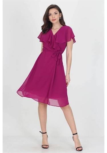 Kadın Şifon Mezuniyet Elbisesi Dpry8081 Mürdüm