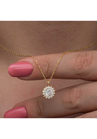 Artsmagazinmücevher Gümüş Gold Minimal Yuvarlak Anturaj Kadın Kolye