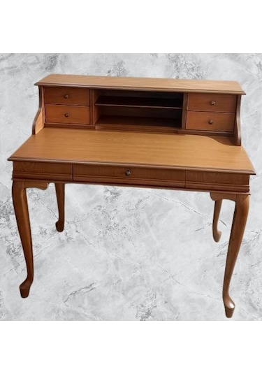 Çalışma Masa St 90400 Klasik Model Kayın Aslan Ayak Ceviz Eskitme Kulp El Yapımı Ceviz