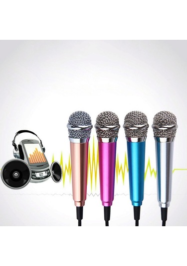 İphone Uyumlu Android İçin Standlı 3,5 Mm Mini Kondenser Mikrofon Telefon Karaoke Mikrofonu