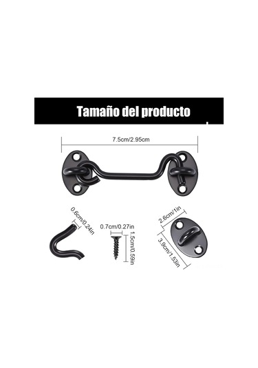 Geeksen 2 Adet Siyah Paslanmaz Çelik 3 İnç Eski Tip Pencere Kancası - Pencere Ve Kapı Tutucu Aksesuarı Siyah
