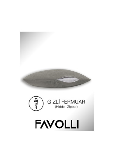 Br Favolli Kadife Dokulu Ekru Renk Kırlent Kılıfı Dream Serisi Punch Için Uygun Gizli Fermuar Ekru