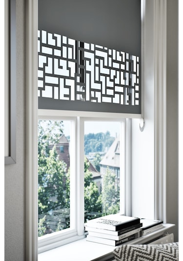 Lazer Kesim Mat Stor Perde, Lazer Kesimli Klasik Serisi, C-3004 Antrasit Renk Antrasit