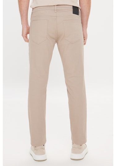 AC&Co / Altınyıldız Classics 360 Derece Her Yöne Esneyen Slim Fit Dar Kesim Diyagonal Desenli Erkek Pantolon Taş