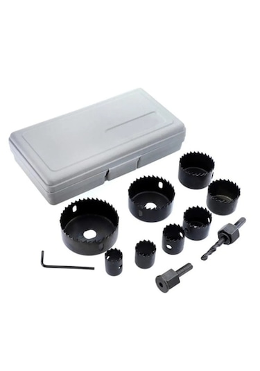 Panç Buat Delik Açma Seti 11 Parça Kutulu Ahşap Kartonpiyer Sunta Delme Testere