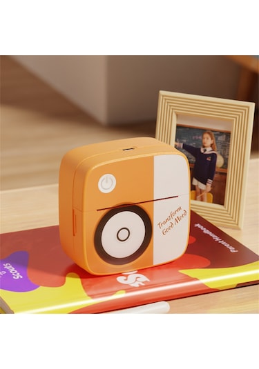 Skycity D2 Turuncu Mini Etiket Yazıcı - Bluetooth 5.0, 1200mah Pil, 57mm Kağıt, Foto/metin/yanlış Sorular Yazdırma, Type-c Şarj