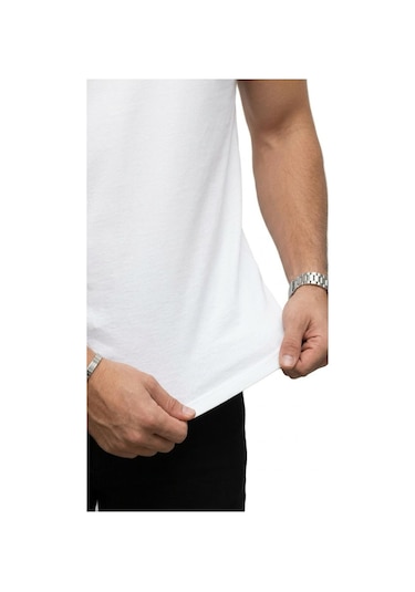 Plus Scorpion Erkek Basic Tişört Likrasız Pamuklu Regular Fit Bisiklet Yaka Beyaz