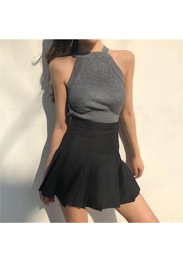 Gri Yaz Kadın Pileli Etekler Bayan Mini Etekler Yüksek Bel Beyaz Siyah Etekler Tatlı Kız Kore Etekler Vintage Etek M Gri Gri Yaz Kadın Pileli Etekler Bayan Mini Etekler Yüksek Bel Beyaz Siyah Etekler Tatlı Kız Kore Etekler Vintage Etek M Gri