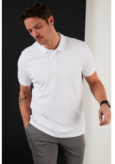 Buratti Pamuklu Regular Fit Düğmeli Erkek Polo Yaka T Shirt 5902281 Beyaz