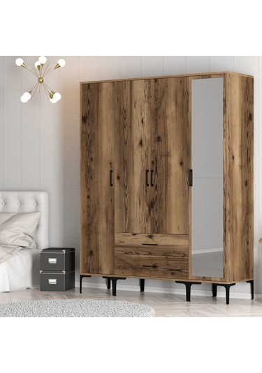 Variant Kumsal 4 Kapılı Str Gardrop - Ceviz / Ceviz