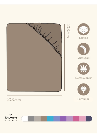 Favora Battal Boy Lastikli Penye Çarşaf - Kahverengi