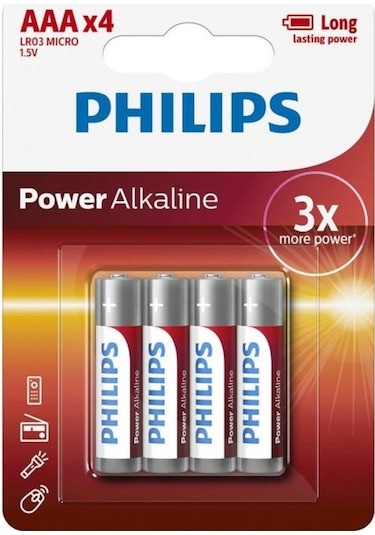 Philips LR03P4B Alkalin AAA İnce Kalem Pil 4'lü