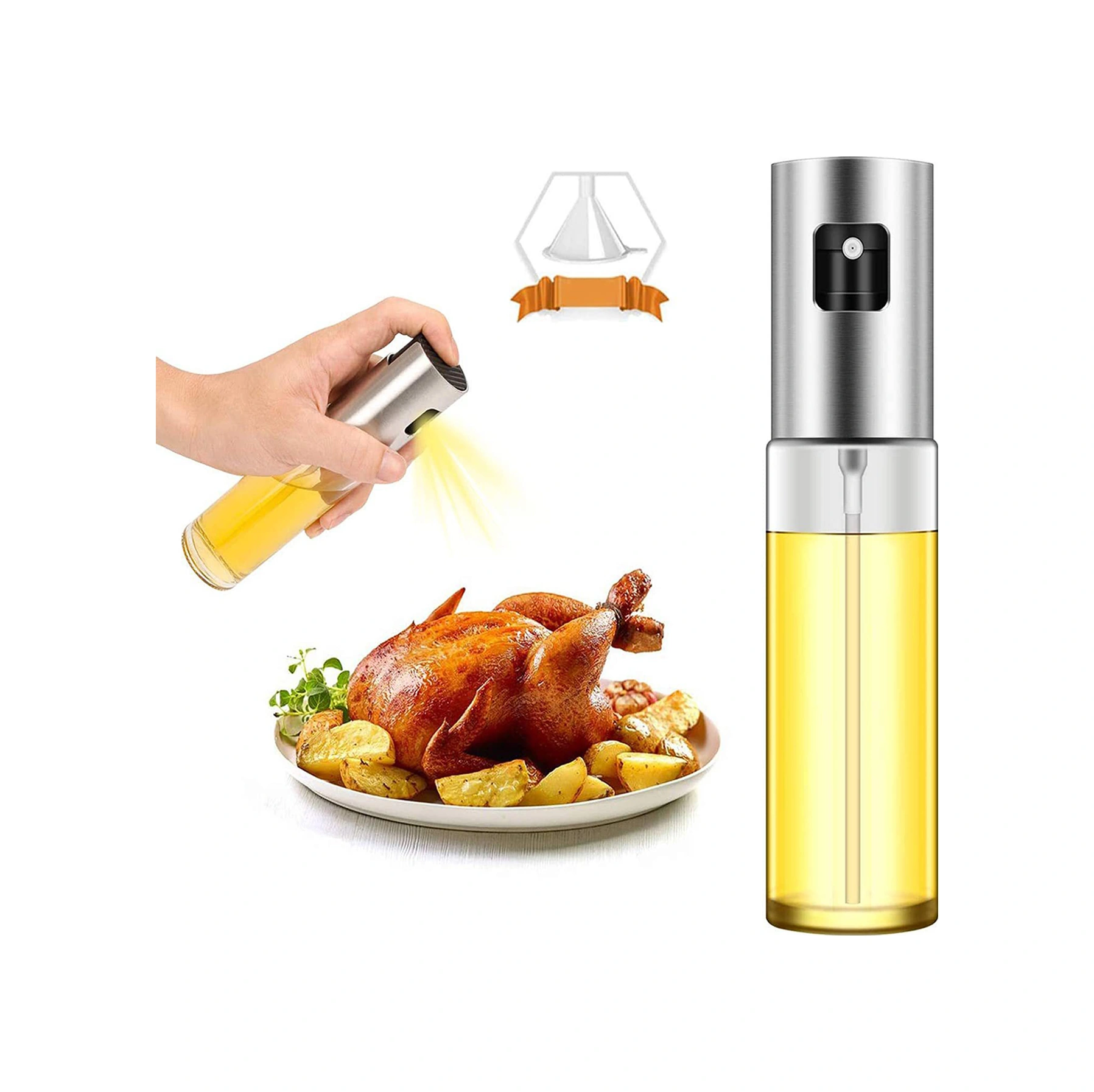 Youmex 8 Parça 304 Çelik Ve Cam Presslu Ölçülü Yağ Spreyi Seti - 2 Sprey, 2 Leylek, 2 Yağ Fırçası, 2 Temizlik Fırçası - Mutfak, Barbekü, Salata İçin Çok Renkli