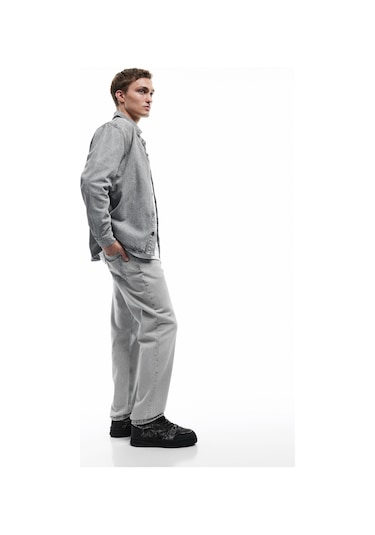 Koton Pamuklu Normal Bel Vintage Straight Fit Jean Pantolon Gri 6wam40060nd Gri