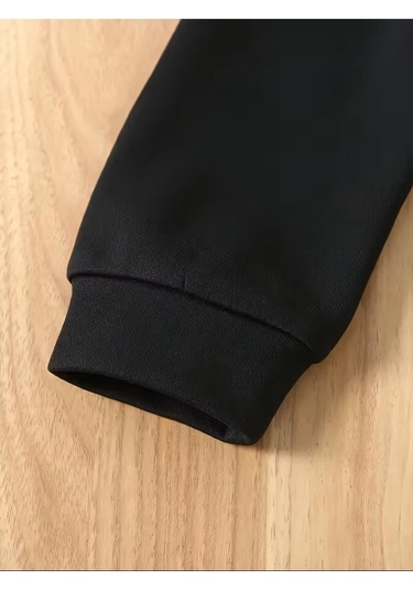 Kışlık Kapüşonlu Sweatshirt, Kiraz Leopar Baskılı Yeni SiYAH