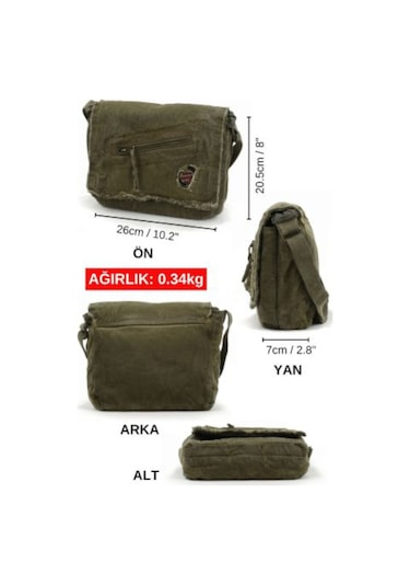 Old Cotton Cargo 7136 Küçük Asker Yeşili Haki Günlük Omuz Çantası