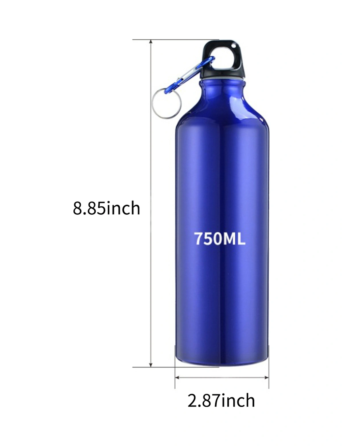 Kosona Alüminyum 750ml Spor Su Bardağı, Taşınabilir Karabinerli, Dış Mekan Bisiklet Turu, Kamp, Hiking İçin Dayanıklı Ve Hafif Siyah Su Kuşağı Çok Renkli