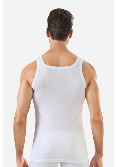 Erkek Beyaz Ribana Atlet 3'lü Paket %100 Pamuklu Beyaz