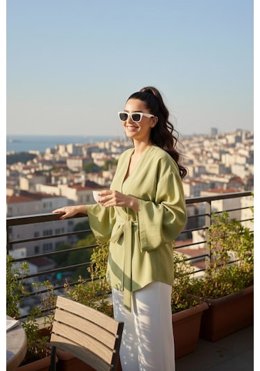 Kadın Kuşaklı Kimono 1177 Yeşil