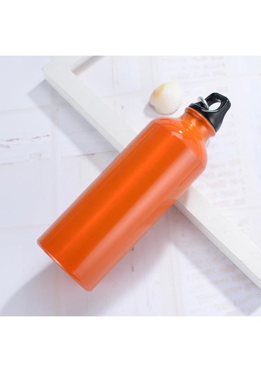 Alüminyum Yuvarlak Kantin Su Şişesi - Seyahat Sporları İçin Spor Su Şişesi Kamp Yürüyüşü Kanca Taşınabilir Bpa Ücretsiz 25 Oz, Turuncu Turuncu