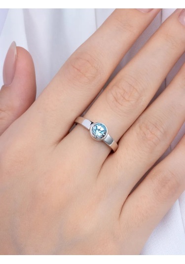 Uvelirnye Tradicii 925 Ayar Doğal Topaz Taşlı Sky Gümüş Yüzük 449138443 Gri