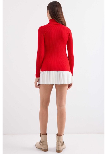 Gabria Fitilli Balıkçı Yaka Kazak Kırmızı