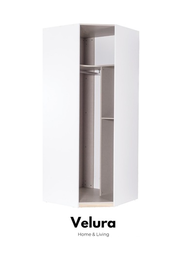 Legna 10 Kapaklı Aynalı Köşe Gardırop Dolap Beyaz - Ceviz