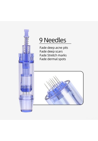 Vkemall Cilt Bakımı İçin 9 İğneli Değiştirilebilir Mikro İğne Uçları - 10'lu Paket